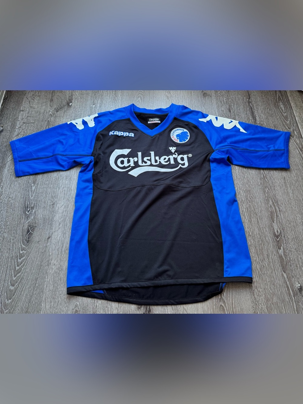 Kappa FC Copenhagen Carlsberg Soccer Jersey Blue Black Short Sleeve Men’s Medium